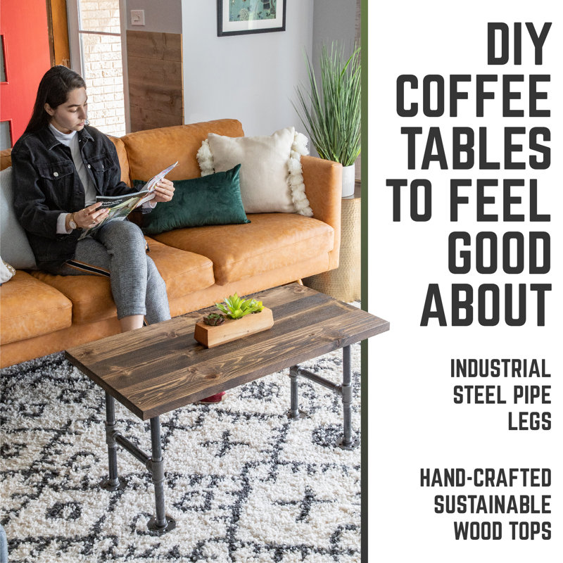 Pipe Decor Wood Coffee Table With Industrial Steel Pipe Leg 18 In. X 36 In. X 17.75 In. Wayfair
